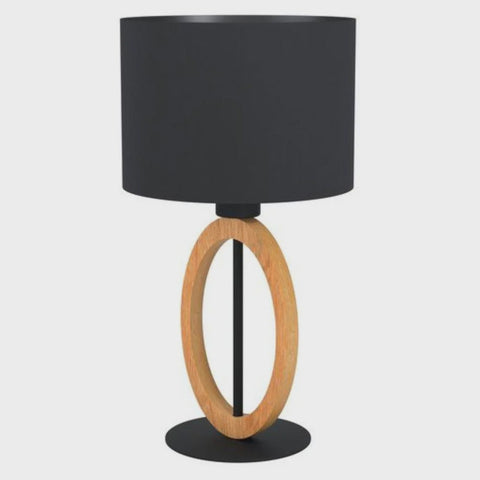 BASILDON 1 Table Lamp Black Steel / Brown Wood - 43569N - ARCK Electrical Wholesale Supplies