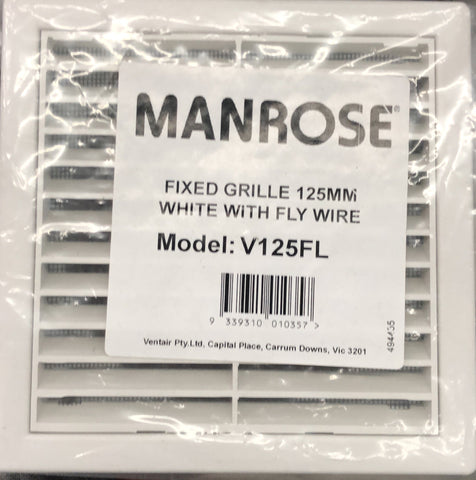 Manrose Standard Square Fixed - V125FL - ARCK Electrical Wholesale Supplies