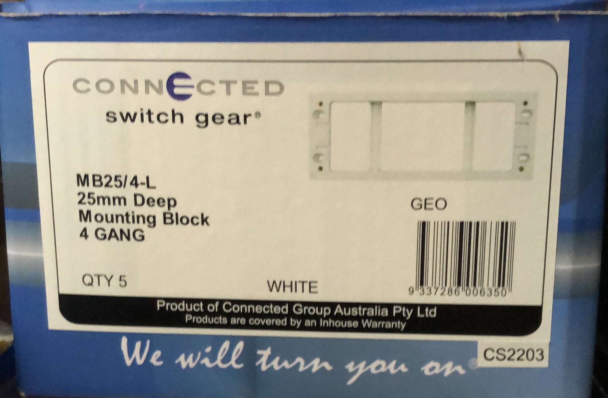 Quad Powerpoint Mounting Block - MB25-4-L - ARCK Electrical Wholesale Supplies