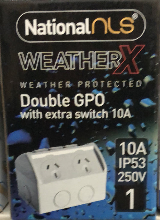 Double weatherproof GPO+Switch - 30616NLS - ARCK Electrical Wholesale Supplies