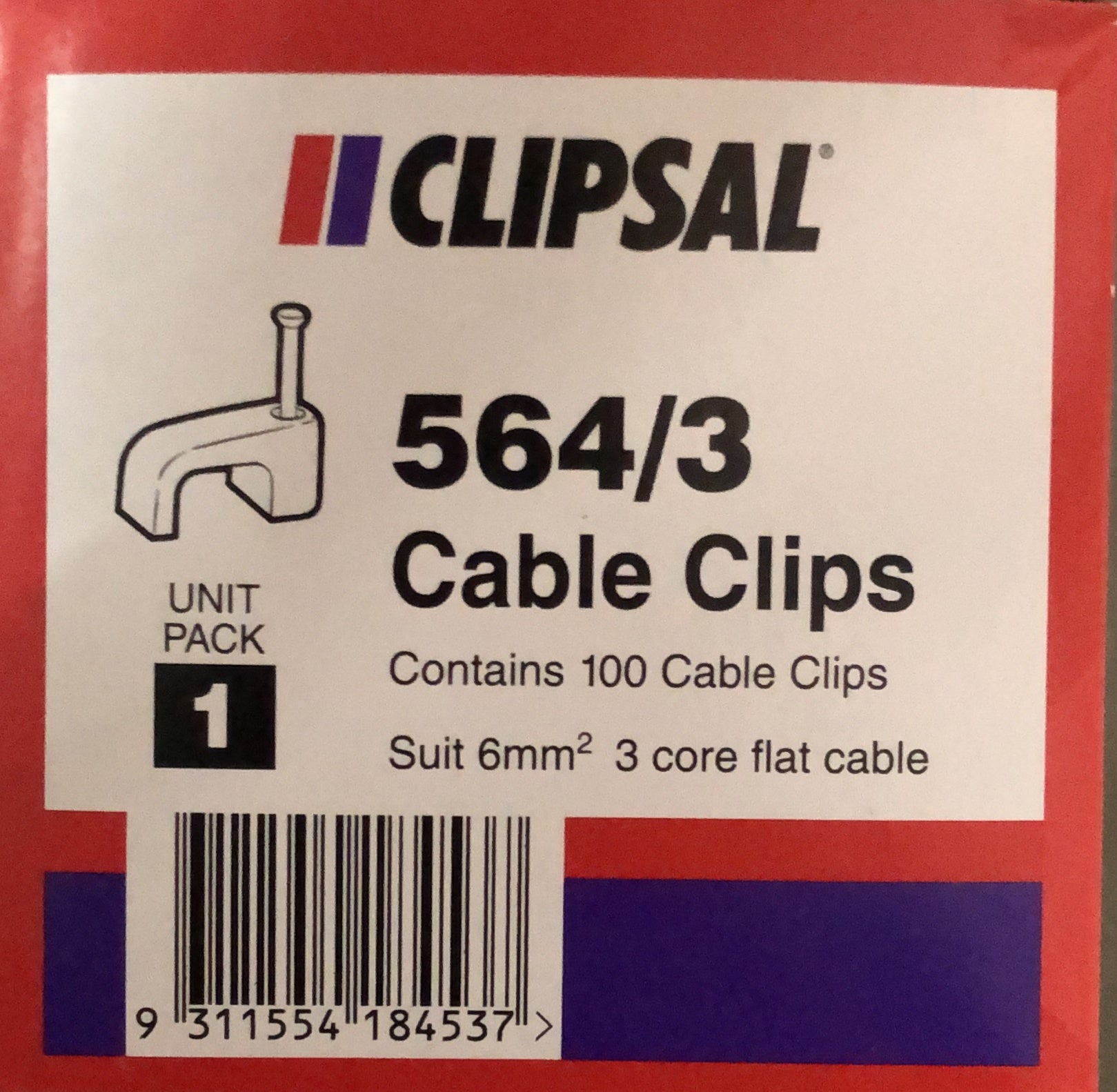 Clipsal Cable Clip To Suit 6mm - 564/3 - ARCK Electrical Wholesale Supplies