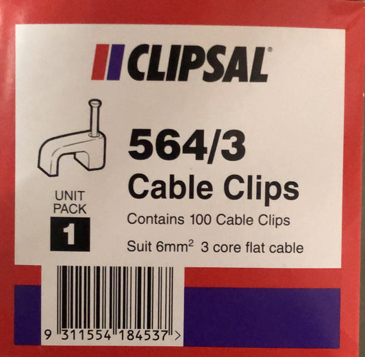 Clipsal Cable Clip To Suit 6mm - 564/3 - ARCK Electrical Wholesale Supplies