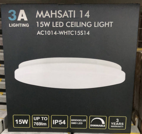 SLIM 15W LED OYSTER LIGHT (TRI COLOUR) - AC1014/LED/15W