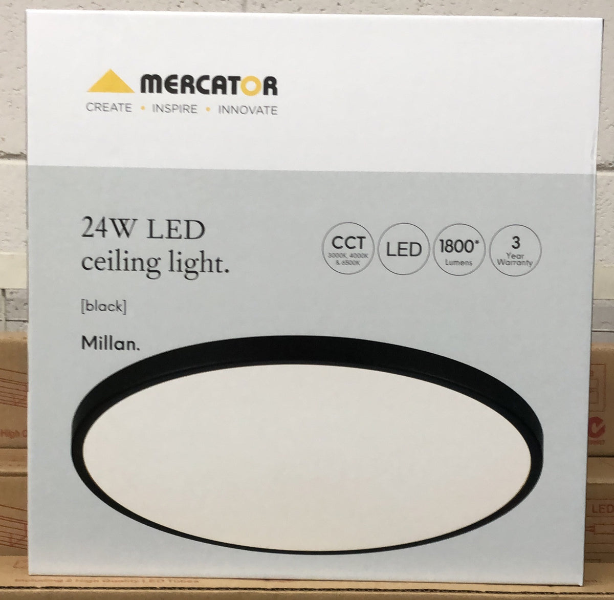 Millan 24W LED CCT Ceiling Light With Black Trim