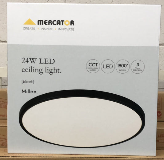 Millan 24W LED CCT Ceiling Light With Black Trim