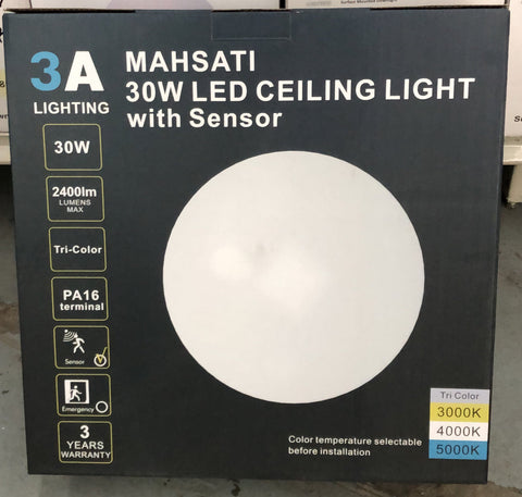 30w LED Oyster Light with Dimmable Microwave Sensor (TRI COLOUR) - AC1012-30W - ARCK Electrical Wholesale Supplies