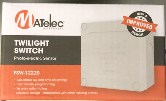 MATELEC HDAD WEATHERPROOF 15AMP PROGRAMMABLE SUNSET SWITCH - FSW-12220 - ARCK Electrical Wholesale Supplies