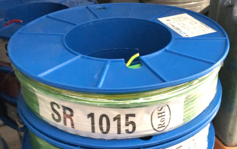 1.5mm Building Wire Single Core - Yellow/Green Earth - 100m Drum - SR1015-100GY