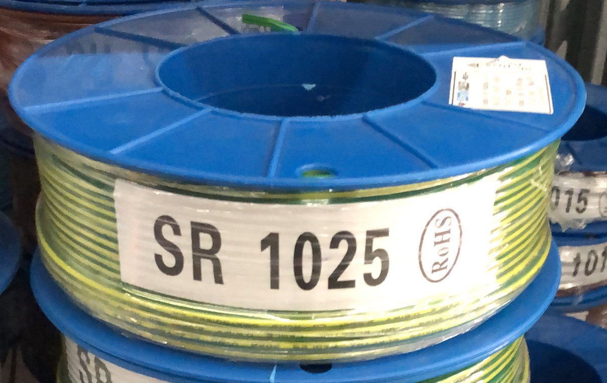 2.5mm Building Wire Single Core - Yellow/Green Earth - 100m Drum - SR1025-100GY