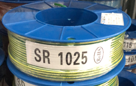 2.5mm Building Wire Single Core - Yellow/Green Earth - 100m Drum - SR1025-100GY