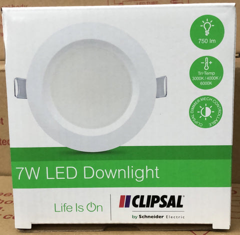 Clipsal 7W Tri-Colour Dimmable LED Downlight Kit (90mm) - TPDL1C3 - ARCK Electrical Wholesale Supplies