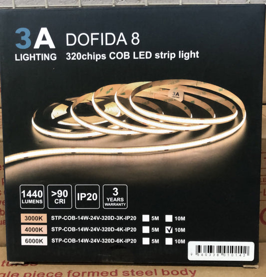 Strip Light Dotless 14W 4000k 10M - STP-COB-14W-24V-320D-4K-IP20-10M - ARCK Electrical Wholesale Supplies