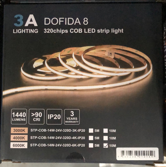 Strip Light Dotless 14W 6000k 10M - STP-COB-14W-24V-320D-6K-IP20-10M - ARCK Electrical Wholesale Supplies