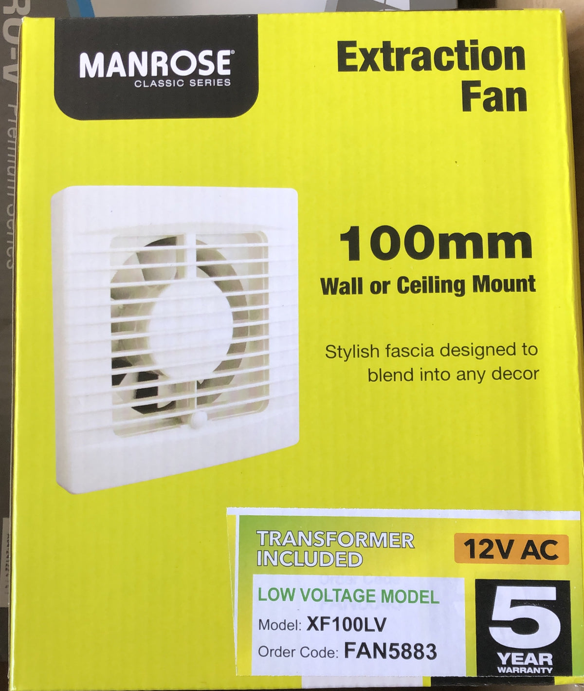 Selv 100mm Extraction fan 12v AC- FAN5883 - ARCK Electrical Wholesale Supplies