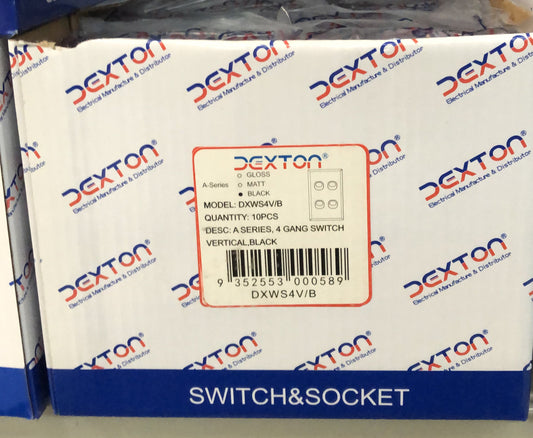 Gloss Black standard 4 gang switch - DXWS4V/B - ARCK Electrical Wholesale Supplies
