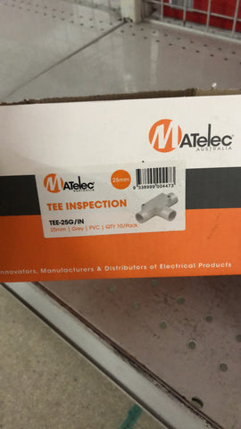 PVC - Inspection Tee Grey 25mm - TEE-25G/IN - ARCK Electrical Wholesale Supplies