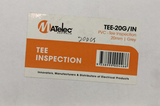 PVC - Inspection Tee Grey 20mm - TEE-20G/IN - ARCK Electrical Wholesale Supplies