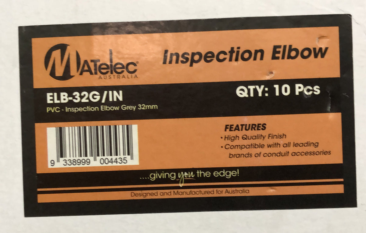 PVC - Inspection Elbow Grey 32 - ELB-32G/IN - ARCK Electrical Wholesale Supplies