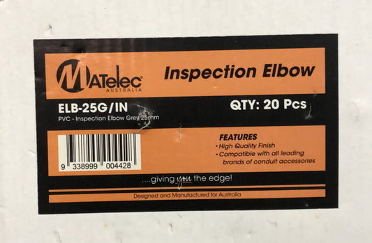 PVC - Inspection Elbow Grey 25 - ELB-25G/IN