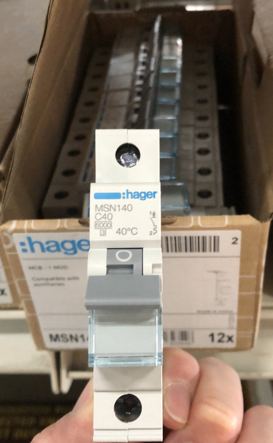 Hager 40 Amp Miniature Circuit - MSN140 - ARCK Electrical Wholesale Supplies