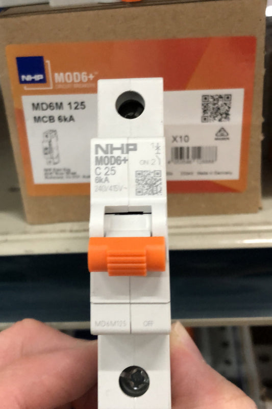 MOD6+ MCB 6kA 1P 25A C Curve - MD6M125 - ARCK Electrical Wholesale Supplies