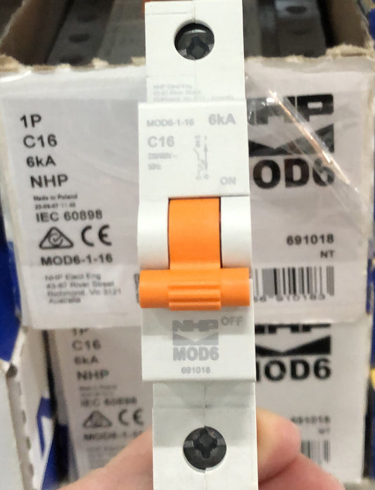 NHP MOD6 Miniature Circuit Bre - MOD6-116 - ARCK Electrical Wholesale Supplies