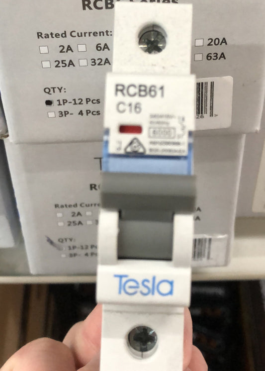 Tesla MCB 1 Pole 16A 6KA B Ser - TESTMCB1P16 - ARCK Electrical Wholesale Supplies