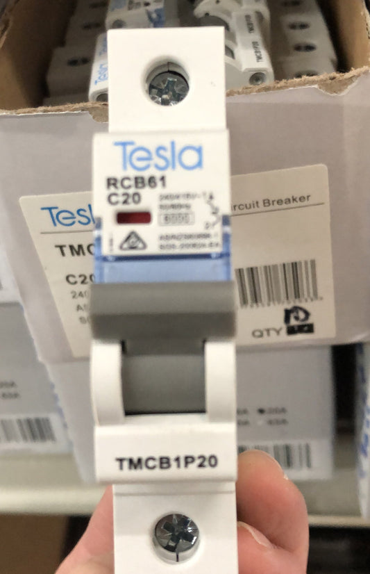 Tesla MCB 1 Pole 20A 6KA B Ser - TESTMCB1P20 - ARCK Electrical Wholesale Supplies