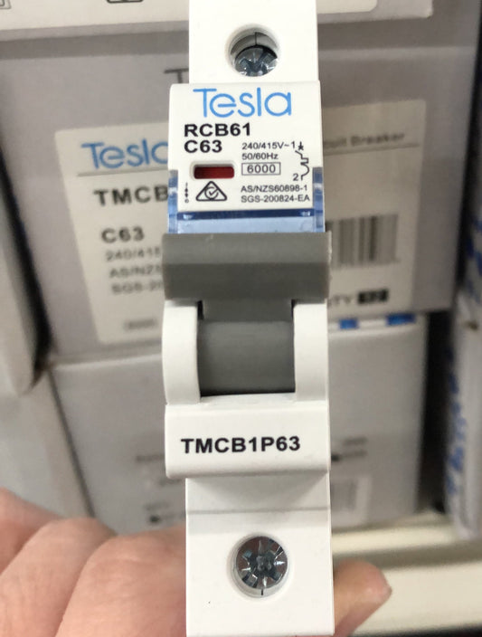 Tesla MCB 1 Pole 63A 6KA B Ser - TESTMCB1P63 - ARCK Electrical Wholesale Supplies