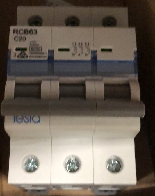 Tesla MCB 3 Pole 20A 6KA B Ser - TESTMCB3P20 - ARCK Electrical Wholesale Supplies