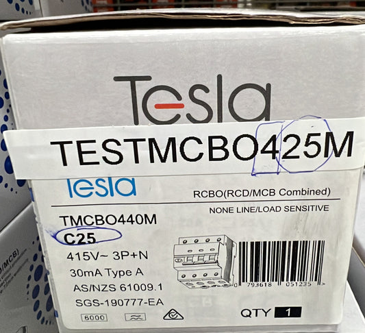 Tesla 25A 4 Pole RCBO Magnetic - TESTMCBO425M - ARCK Electrical Wholesale Supplies