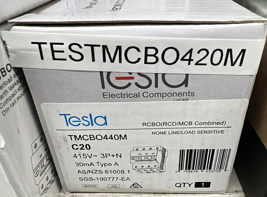 Tesla 20A 4 Pole RCBO Magnetic - TESTMCBO420M - ARCK Electrical Wholesale Supplies
