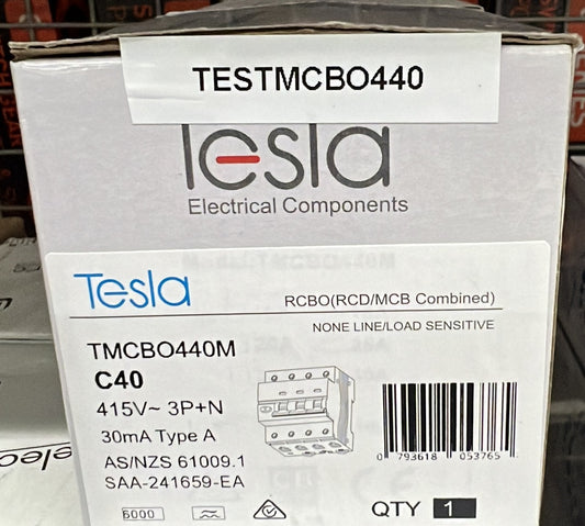 Tesla 40A 4 Pole RCBO Magnetic - TESTMCBO440M - ARCK Electrical Wholesale Supplies
