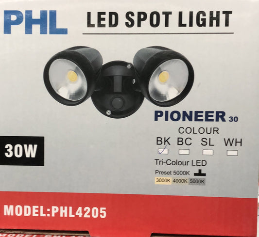 PHL Double Spotlight TC Black - PHL4205BLK/TC - ARCK Electrical Wholesale Supplies