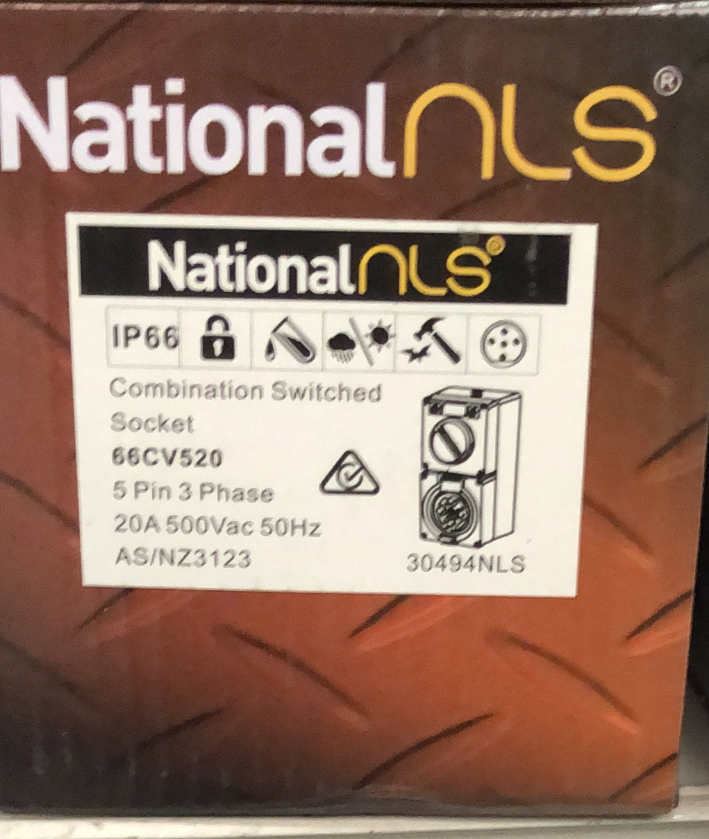 NLS 5 Pin 20A Switched Socket - 30494NLS - ARCK Electrical Wholesale Supplies