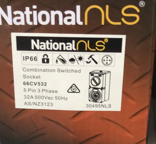 NLS 5 Pin 32A Switched Socket - 30495NLS - ARCK Electrical Wholesale Supplies