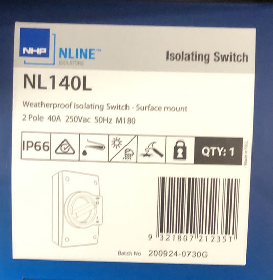 NHP NLINE Isolating Switch, La - NL140L - ARCK Electrical Wholesale Supplies