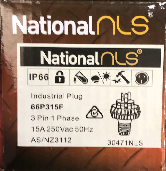 66P 3Pin 15Amp Straight Flat Pin IP66 - 30471NLS - ARCK Electrical Wholesale Supplies