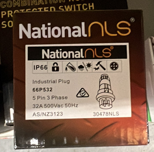 66P 5 Pin 32Amp Straight Round Pin IP66 - 30478NLS - ARCK Electrical Wholesale Supplies