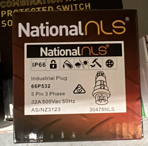 66P 5 Pin 32Amp Straight Round Pin IP66 - 30478NLS - ARCK Electrical Wholesale Supplies