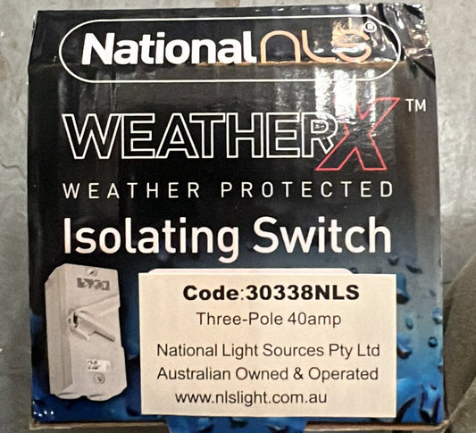 3 Pole weatherproof 40A Switch 30338NLS - ARCK Electrical Wholesale Supplies