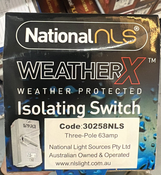 Isolator Switch 3 Pole 63amp - 30258NLS - ARCK Electrical Wholesale Supplies