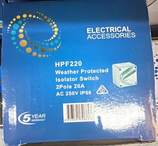 Tesla 20A 2 Pole W/P Isolator - TESHPF220 - ARCK Electrical Wholesale Supplies