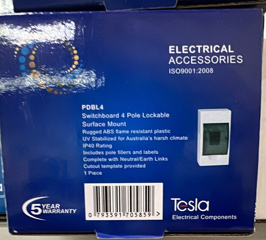 Tesla 4 Pole Surface Mount - TESPDBL4 - ARCK Electrical Wholesale Supplies
