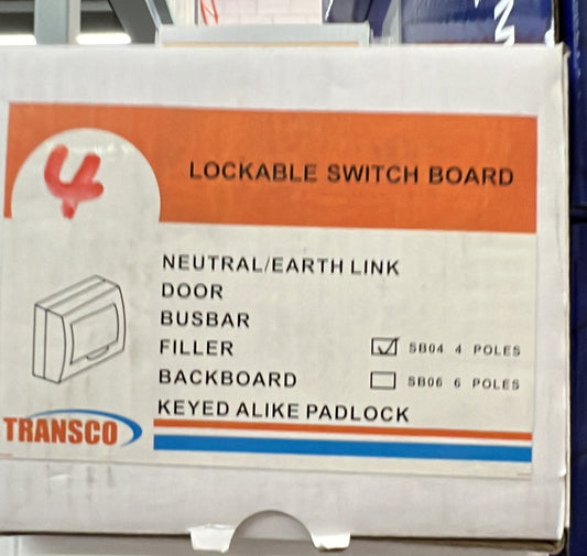 Transco Switch Board 4 Pole - SB04 - ARCK Electrical Wholesale Supplies