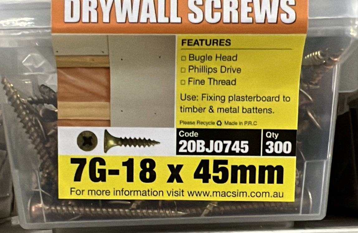 7g x 45 Drywall Screw 300 Pack - 20BJ0745