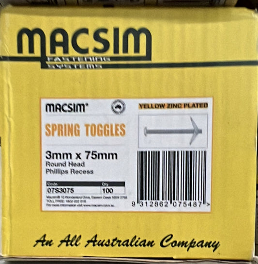 Macsim 3mmx75mm Spring Toggle - 07S3075 - ARCK Electrical Wholesale Supplies