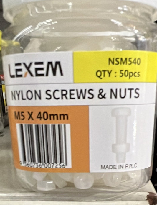 Nylon Screws & Nutsm5x40mm - NSM540 - ARCK Electrical Wholesale Supplies