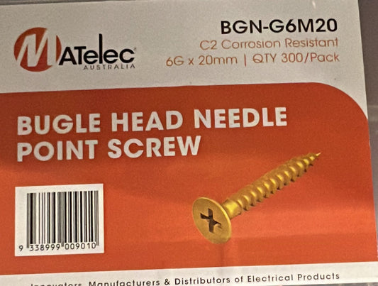 Bugle Head Needle Point Screw - BGN-G6M20 - ARCK Electrical Wholesale Supplies