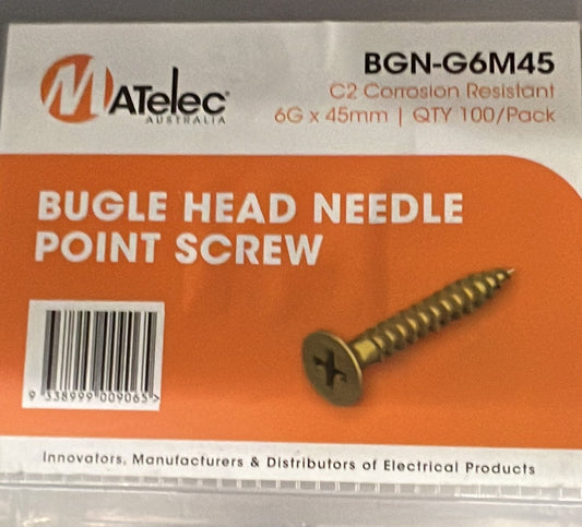 Bugle Head Needle Point Screw - BGN-G6M45 - ARCK Electrical Wholesale Supplies
